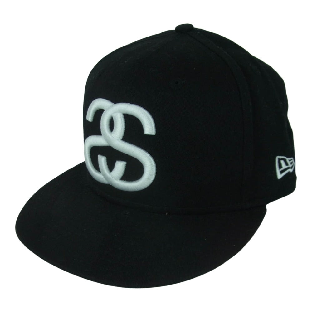 STUSSY ステューシー SS刺繍 ロゴ キャップ 帽子 コットン 中国製 ブラック系 58.7cm【中古】