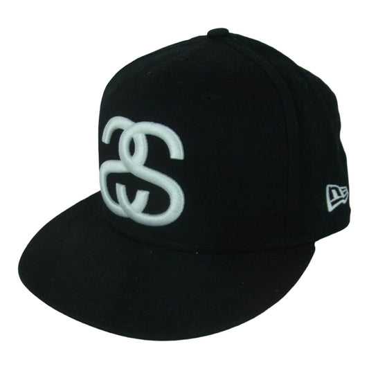 STUSSY ステューシー SS刺繍 ロゴ キャップ 帽子 コットン 中国製 ブラック系 58.7cm【中古】