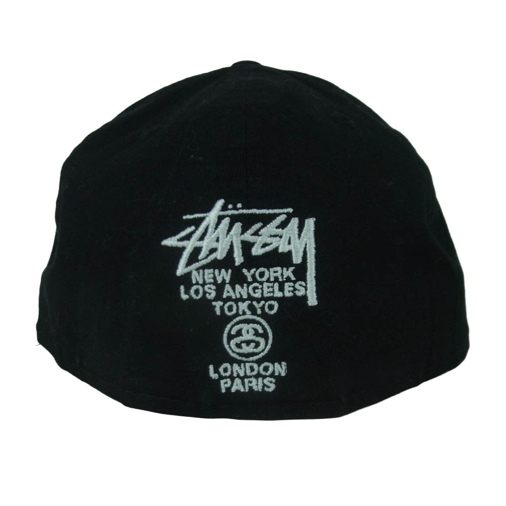 STUSSY ステューシー SS刺繍 ロゴ キャップ 帽子 コットン 中国製 ブラック系 58.7cm【中古】