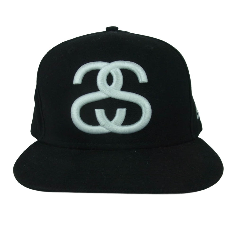 STUSSY ステューシー SS刺繍 ロゴ キャップ 帽子 コットン 中国製 ブラック系 58.7cm【中古】