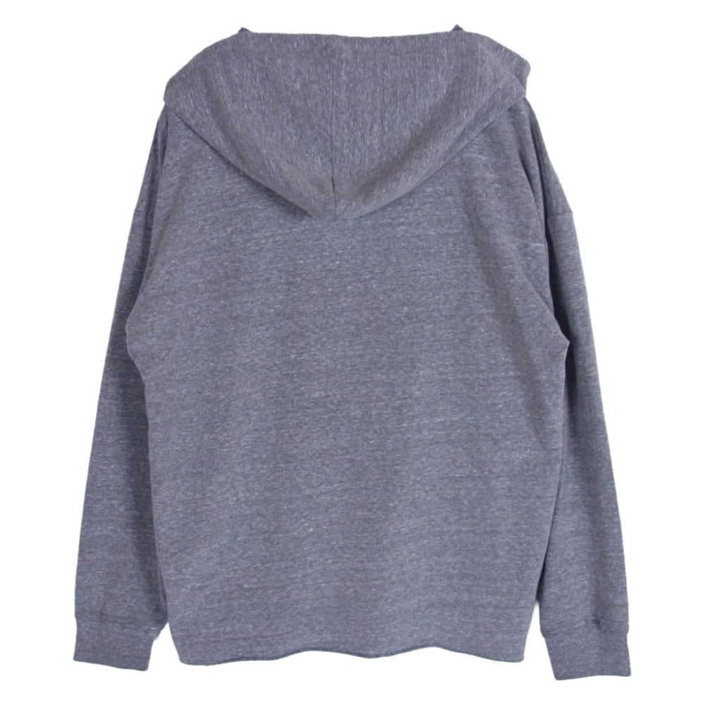 STUSSY ステューシー フロッキープリント ストックロゴ カットオフ加工 フーディー プルオーバー パーカー グレー系 S【中古】