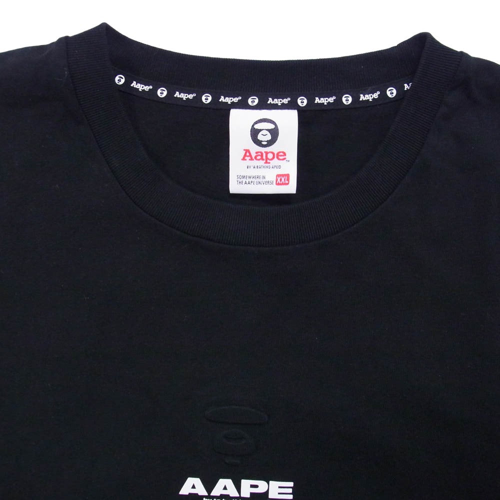 A BATHING APE アベイシングエイプ AAPTEM1647XXO 【フェイクバスターズ鑑定済】 AAPE BASIC TEE エーエイプ ベーシック ロゴ 半袖 Ｔシャツカットソー ブラック系 XXL【中古】
