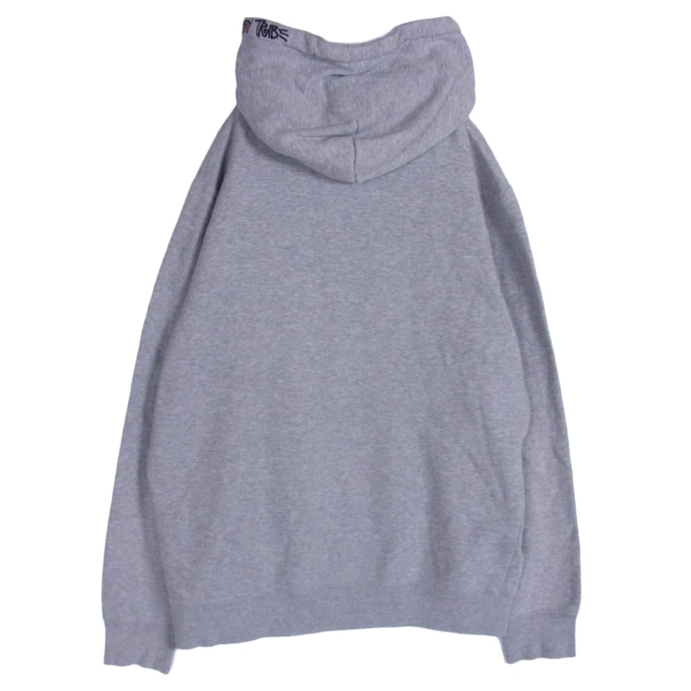 STUSSY ステューシー ボア ストック ロゴ ワッペン フーディー プルオーバー スウェット パーカー グレー系 M【中古】