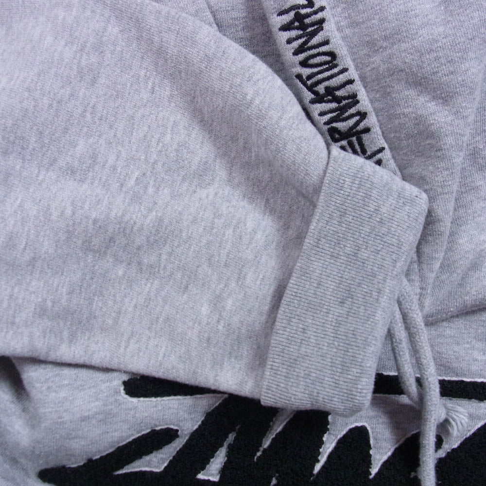 STUSSY ステューシー ボア ストック ロゴ ワッペン フーディー プルオーバー スウェット パーカー グレー系 M【中古】