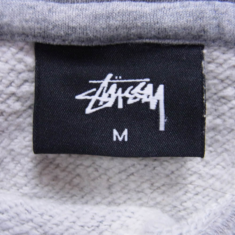 STUSSY ステューシー ボア ストック ロゴ ワッペン フーディー プルオーバー スウェット パーカー グレー系 M【中古】