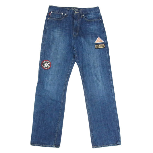 STUSSY ステューシー ROUGH RUGGED WORKGEAR DENIM ワッペン ラフ アンド ラゲット ワークギア デニム パンツ インディゴブルー系 28【中古】