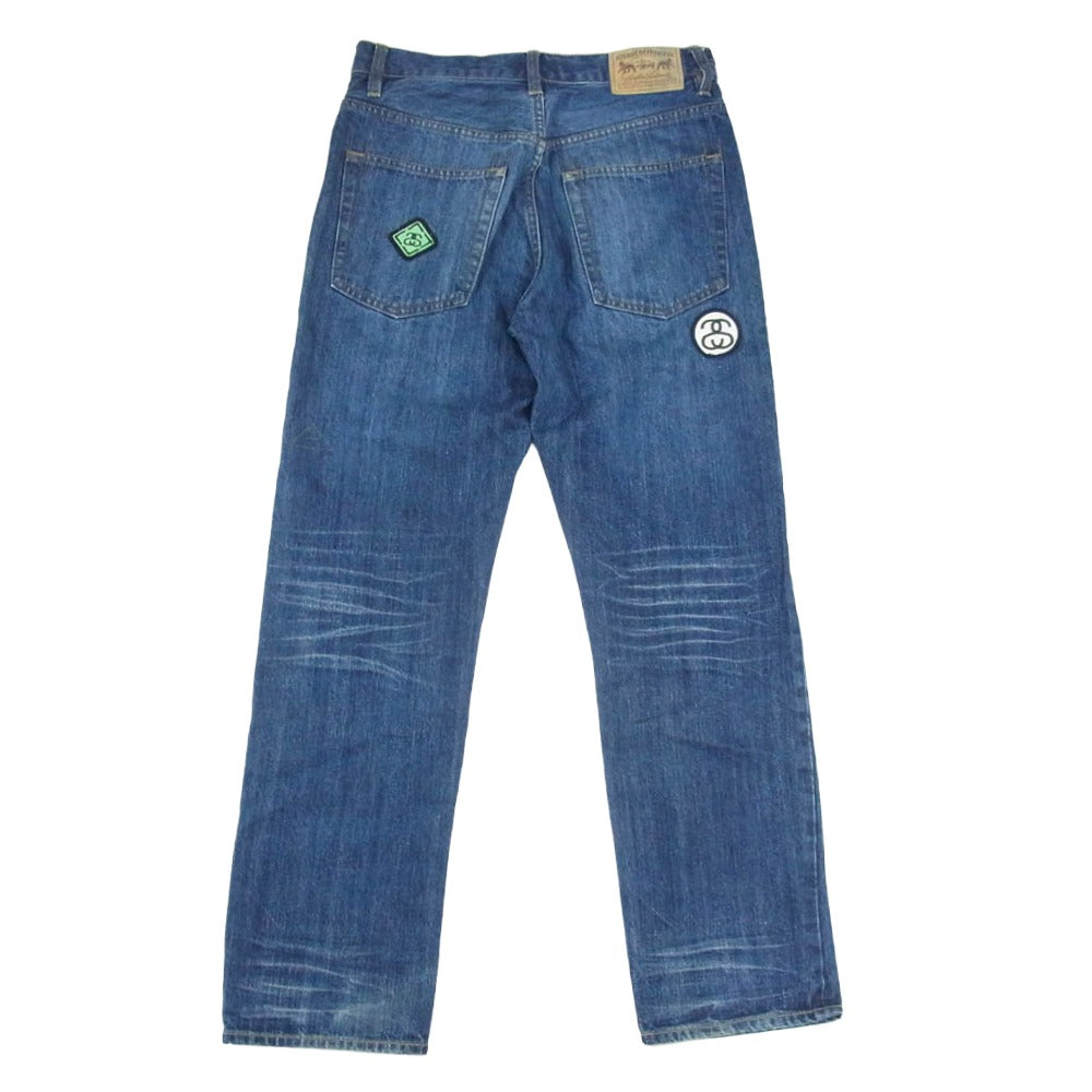 STUSSY ステューシー ROUGH RUGGED WORKGEAR DENIM ワッペン ラフ アンド ラゲット ワークギア デニム パンツ インディゴブルー系 28【中古】