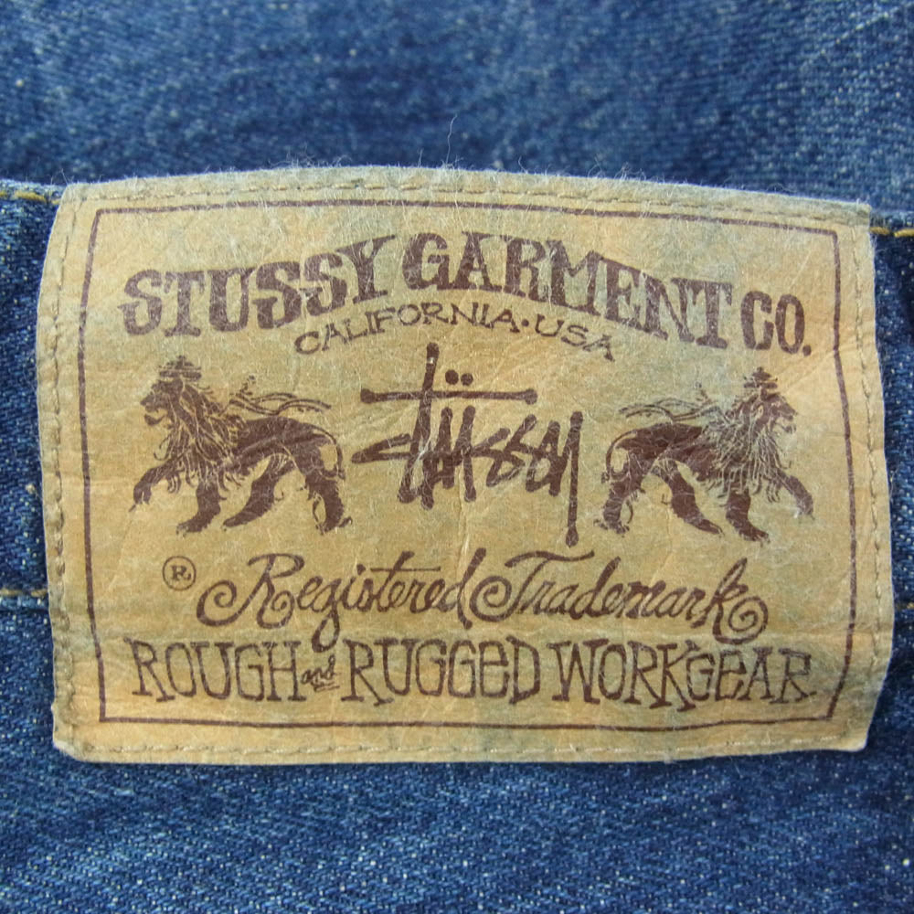 STUSSY ステューシー ROUGH RUGGED WORKGEAR DENIM ワッペン ラフ アンド ラゲット ワークギア デニム パンツ インディゴブルー系 28【中古】