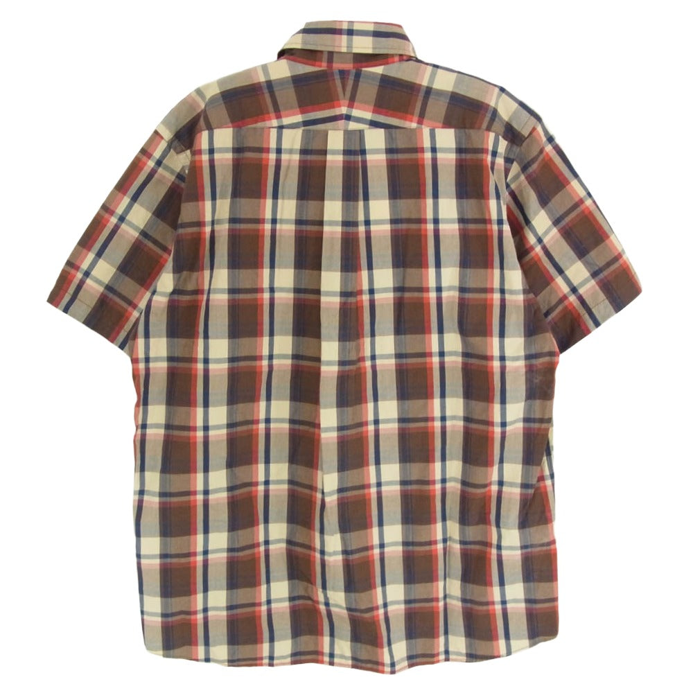 A BATHING APE アベイシングエイプ ボタンダウン チェック柄 半袖 シャツ ブラウン系 XL【中古】