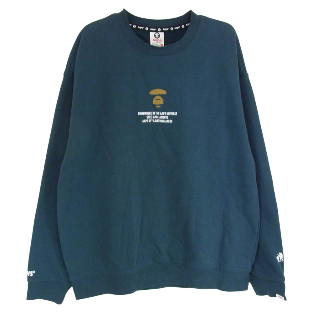 A BATHING APE アベイシングエイプ AAPSWMA323XXL 【フェイクバスターズ鑑定済】AAPE Basic Army Tape Crew Sweat エーエイプ ベーシック アーミー タイプ クルー スウェット グリーン系 L【中古】