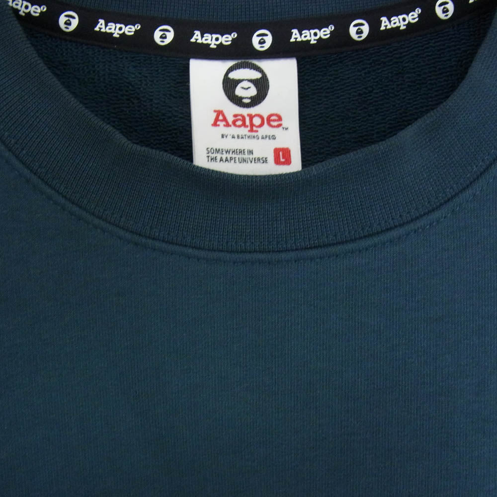 A BATHING APE アベイシングエイプ AAPSWMA323XXL 【フェイクバスターズ鑑定済】AAPE Basic Army Tape Crew Sweat エーエイプ ベーシック アーミー タイプ クルー スウェット グリーン系 L【中古】