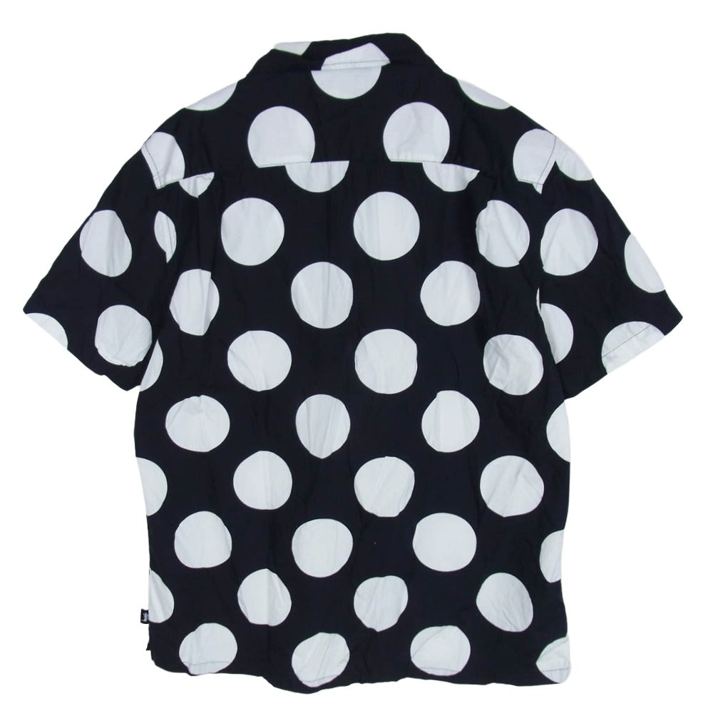 STUSSY ステューシー 水玉 ドット柄 オープンカラー 開襟シャツ ショートスリーブ 半袖 シャツ ブラック系 L【中古】