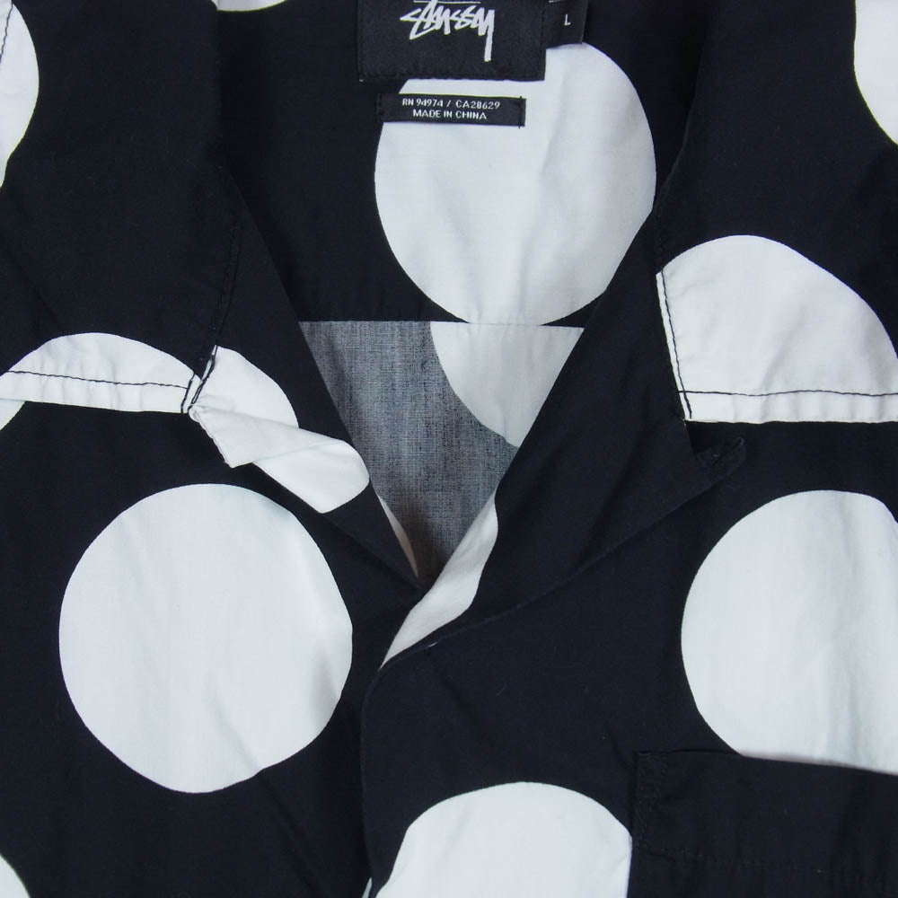 STUSSY ステューシー 水玉 ドット柄 オープンカラー 開襟シャツ ショートスリーブ 半袖 シャツ ブラック系 L【中古】