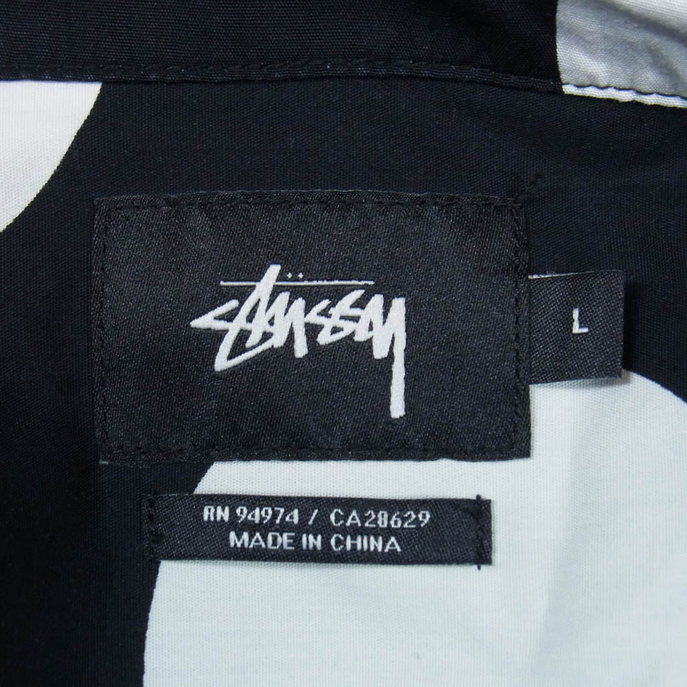 STUSSY ステューシー 水玉 ドット柄 オープンカラー 開襟シャツ ショートスリーブ 半袖 シャツ ブラック系 L【中古】