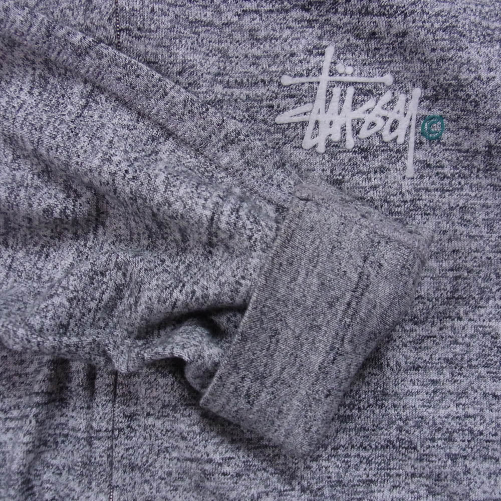 STUSSY ステューシー 両面 フロッキープリント ストックロゴ フーディー ジップアップ スウェット パーカー グレー系 S【中古】