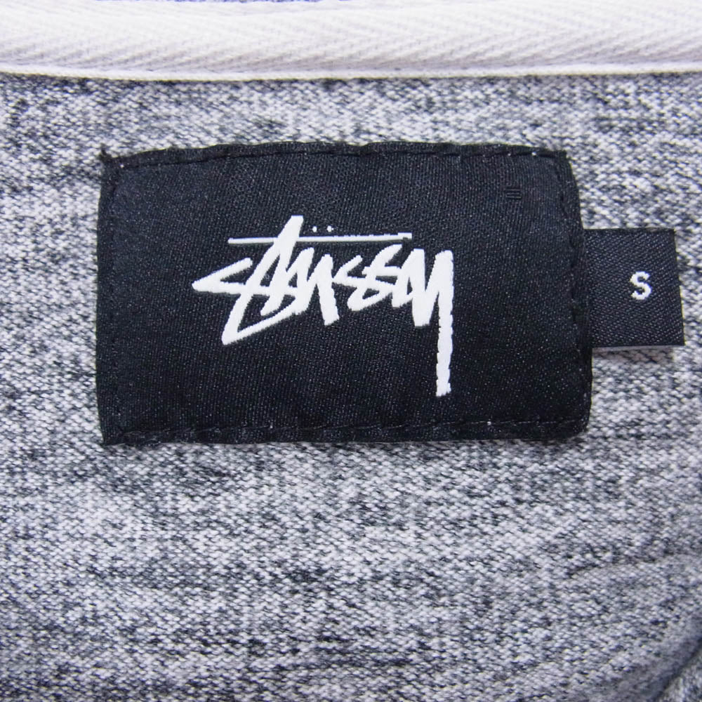 STUSSY ステューシー 両面 フロッキープリント ストックロゴ フーディー ジップアップ スウェット パーカー グレー系 S【中古】