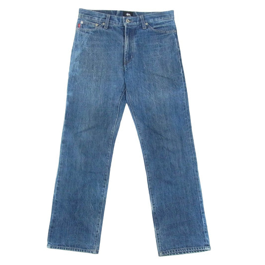 STUSSY ステューシー ROUGH RUGGED DENIM ラフ アンド ラゲット バックポケット ストックロゴ デニム パンツ インディゴブルー系 28【中古】