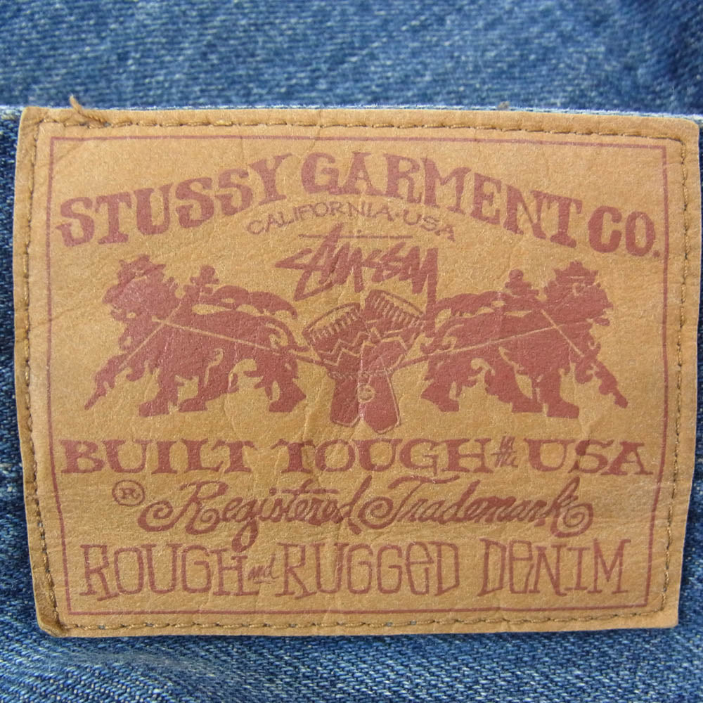 STUSSY ステューシー ROUGH RUGGED DENIM ラフ アンド ラゲット バックポケット ストックロゴ デニム パンツ インディゴブルー系 28【中古】