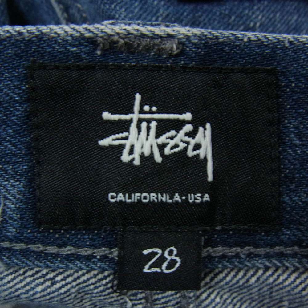 STUSSY ステューシー ROUGH RUGGED DENIM ラフ アンド ラゲット バックポケット ストックロゴ デニム パンツ インディゴブルー系 28【中古】