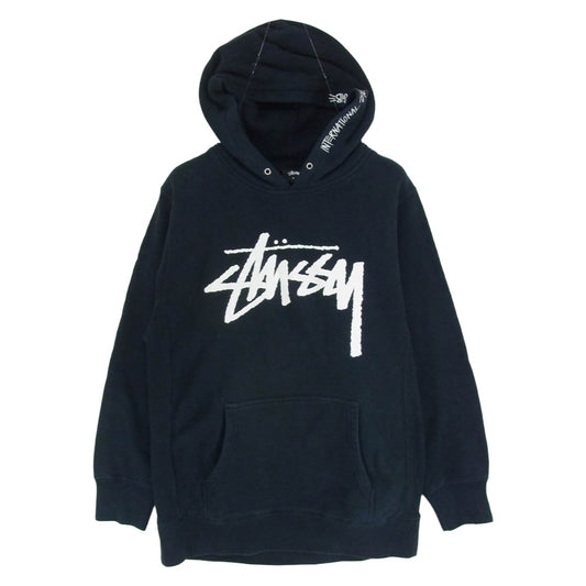 STUSSY ステューシー ストック ロゴ フーディー プルオーバー パーカー ブラック系 M【中古】