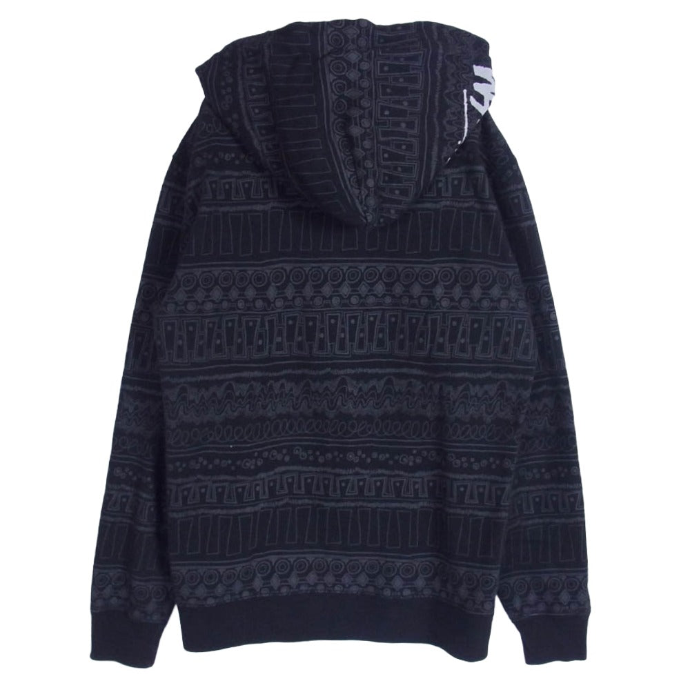 STUSSY ステューシー ストックロゴ 総柄トムトム柄 ジップ アップ フーディー パーカー ブラック系 M【中古】