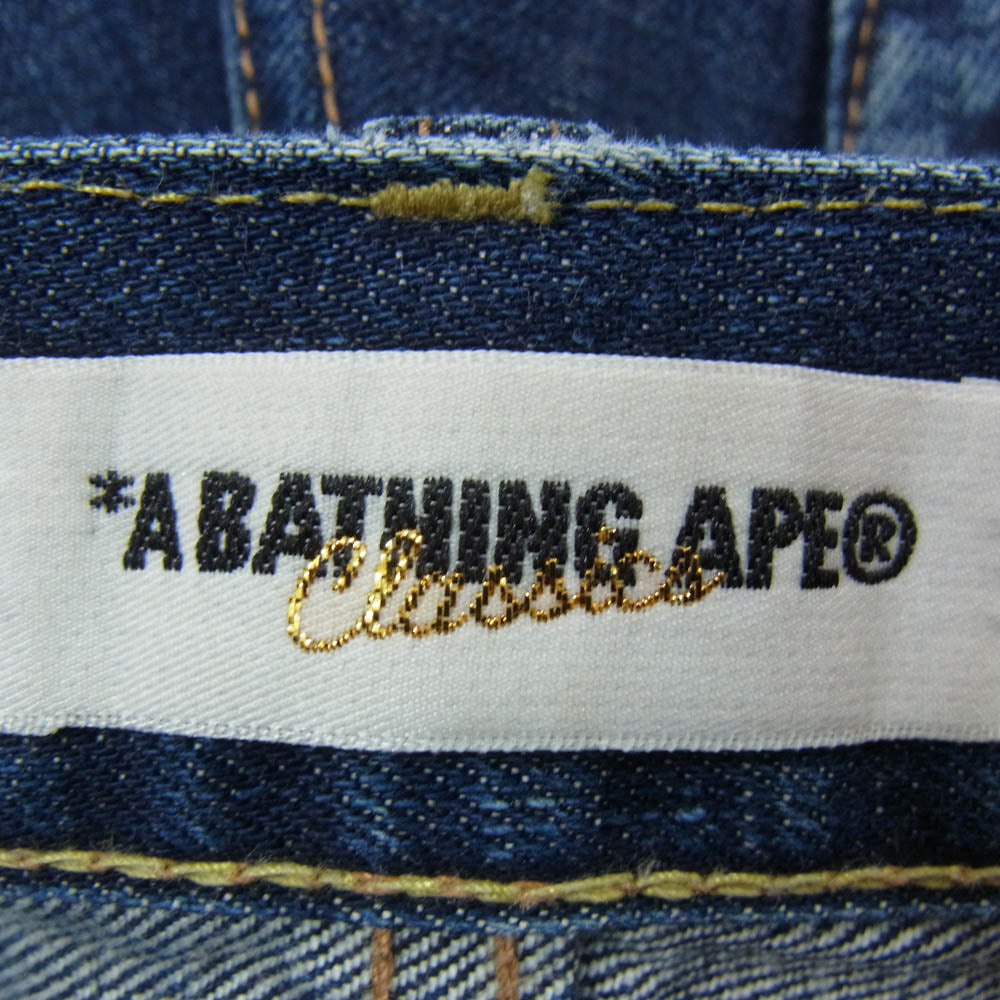 A BATHING APE アベイシングエイプ NIGO期 BAPSTA バックスター 刺繍 インディゴ デニム パンツ インディゴブルー系 S【中古】