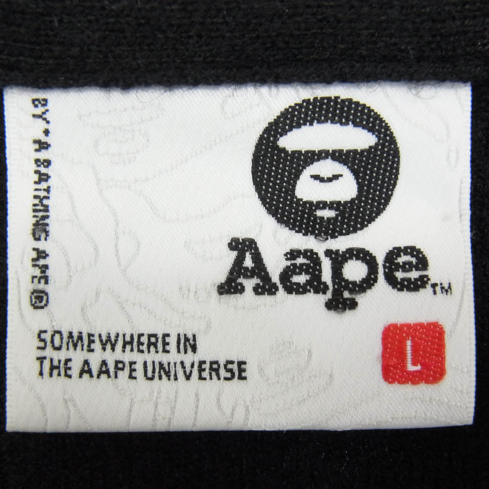 A BATHING APE アベイシングエイプ AAPKNMB370XXN 【フェイクバスターズ鑑定済】AAPENOW moonface logo crew neck knit pullover エーエイプ ナウ ムーンフェイス ロゴ クルーネック ニット プルオーバー セーター ブラック系 L【中古】