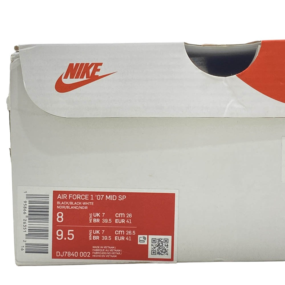 NIKE ナイキ DJ7840-002 × Stussy Air Force 1 Mid Black and Light Bone【フェイクバスターズ鑑定済】ステューシー ナイキ エアフォース1 ミッド ブラック アンド ライトボーン ハイカット スニーカー ブラック系 ホワイト系 27.5cm【中古】