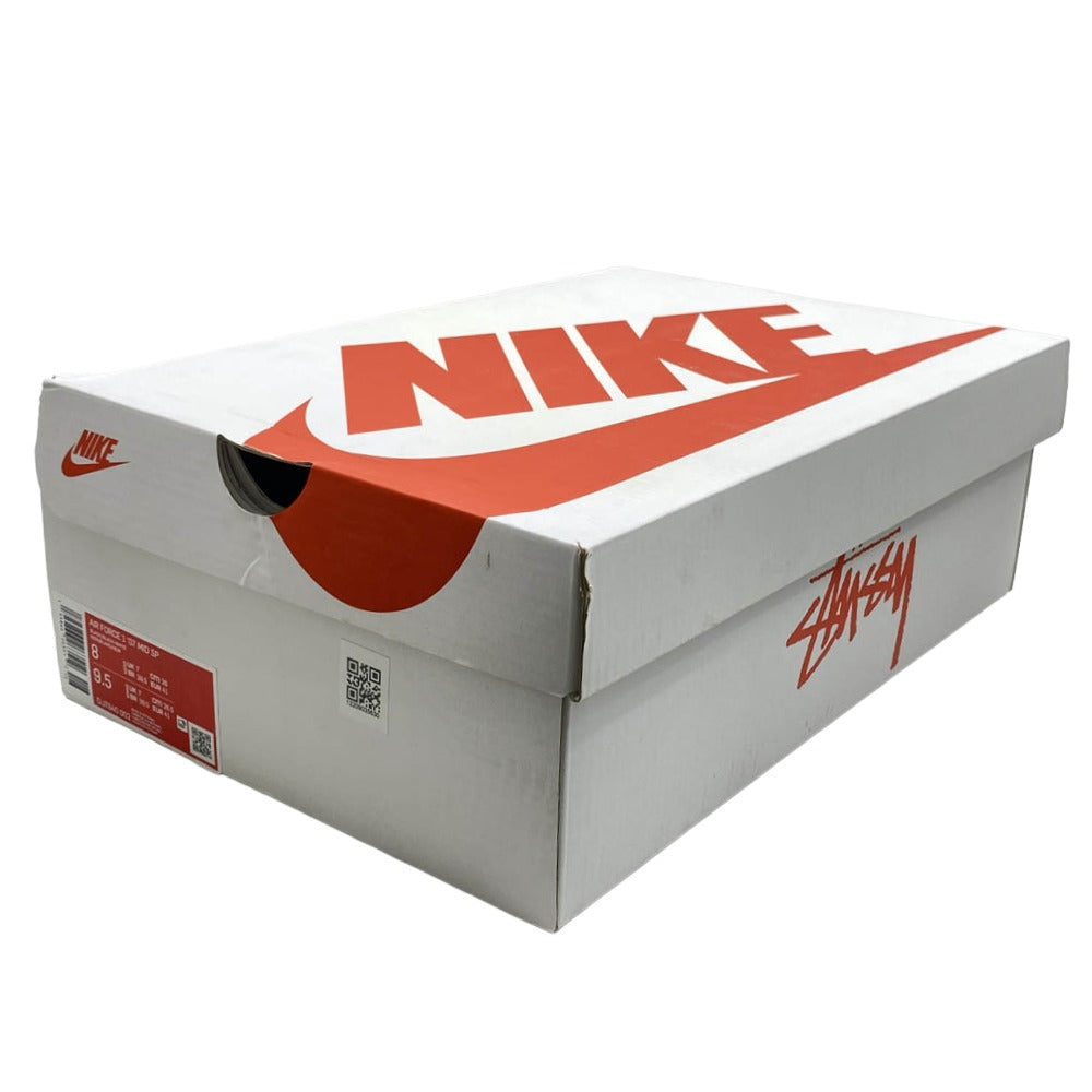 NIKE ナイキ DJ7840-002 × Stussy Air Force 1 Mid Black and Light Bone【フェイクバスターズ鑑定済】ステューシー ナイキ エアフォース1 ミッド ブラック アンド ライトボーン ハイカット スニーカー ブラック系 ホワイト系 27.5cm【中古】