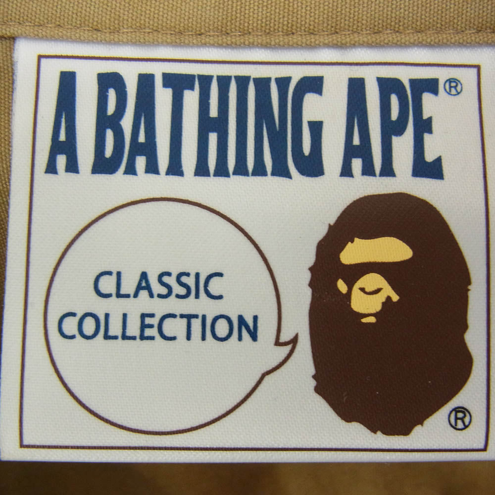 A BATHING APE アベイシングエイプ CLASSIS COLLECTION RELAXED FIT BOYSCOUT SHIRT 復刻 ワッペン付 ボーイスカウト 長袖 シャツ ブラウン系 M【美品】【中古】