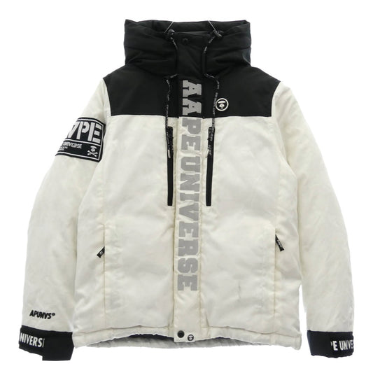 A BATHING APE アベイシングエイプ AAPDNM7071XX5 【フェイクバスターズ鑑定済】AAPE APUNVS カモフラ ワッペン フーディー ドローコード付き ダウン ジャケット ホワイト系 ブラック系 S【中古】