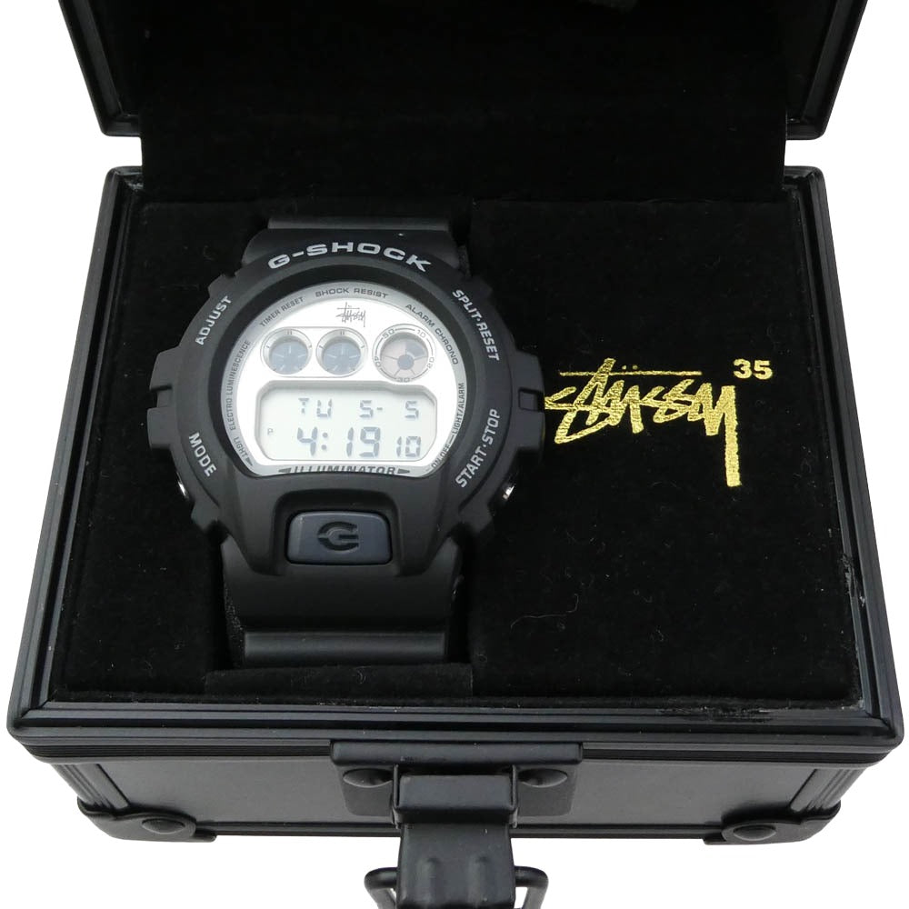 STUSSY ステューシー DW-6900STF-1 × CASIO G-SHOCK 35th ANNIVERSARY カシオ ジーショック 35周年記念 1stタイプ 初代カラー 復刻 ウオッチ 腕時計 ブラック系【美品】【中古】
