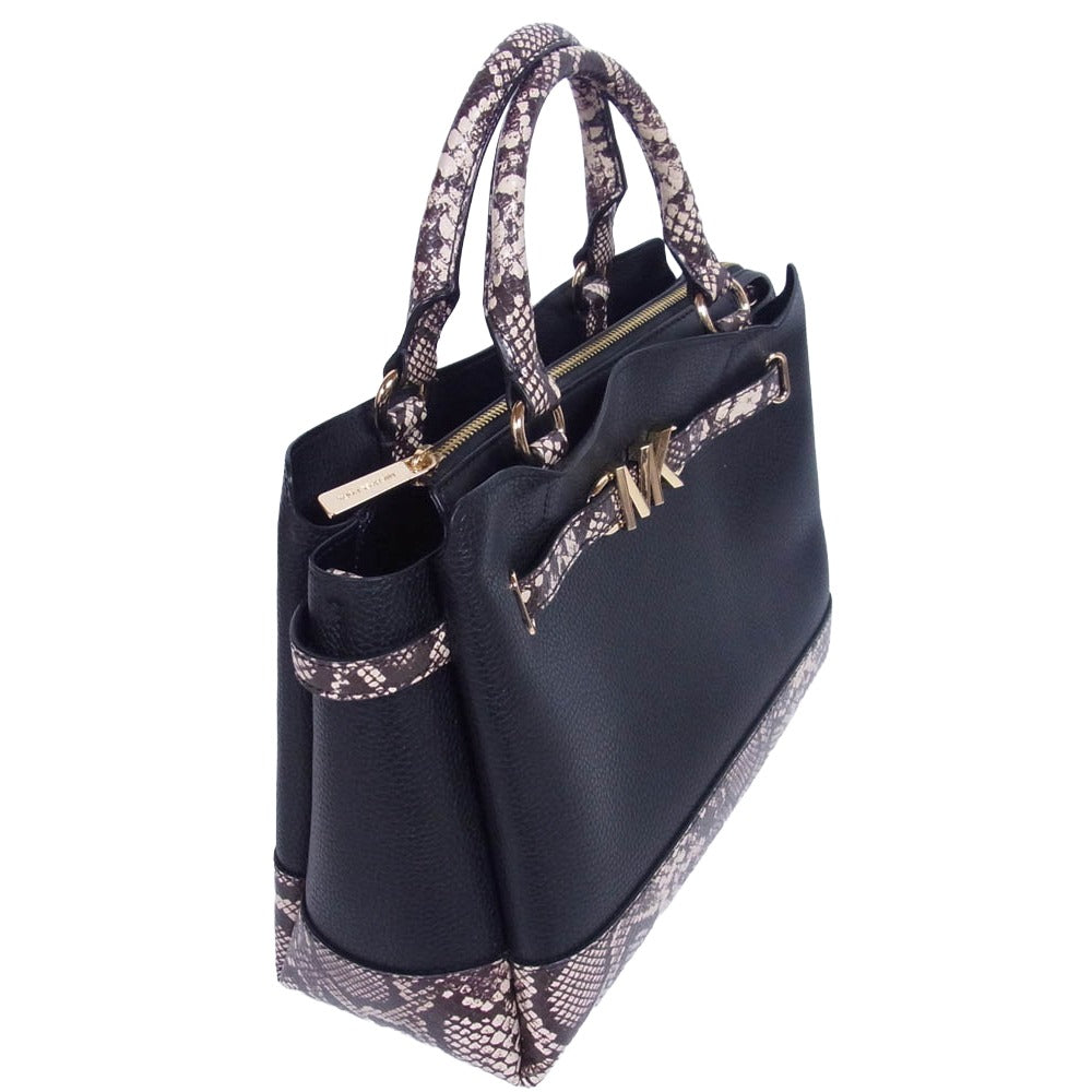 Michael Kors マイケルコース NB-2311 Reed Large Leather Belted Satchel リード ラージ ベルテッドサッチェル ハンドバッグ ブラック系【中古】