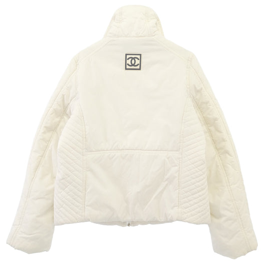 CHANEL シャネル CCマーク ココマーク ロゴ スタンドカラー 中綿 ジップアップ ナイロン ジャケット オフホワイト系 XL【中古】