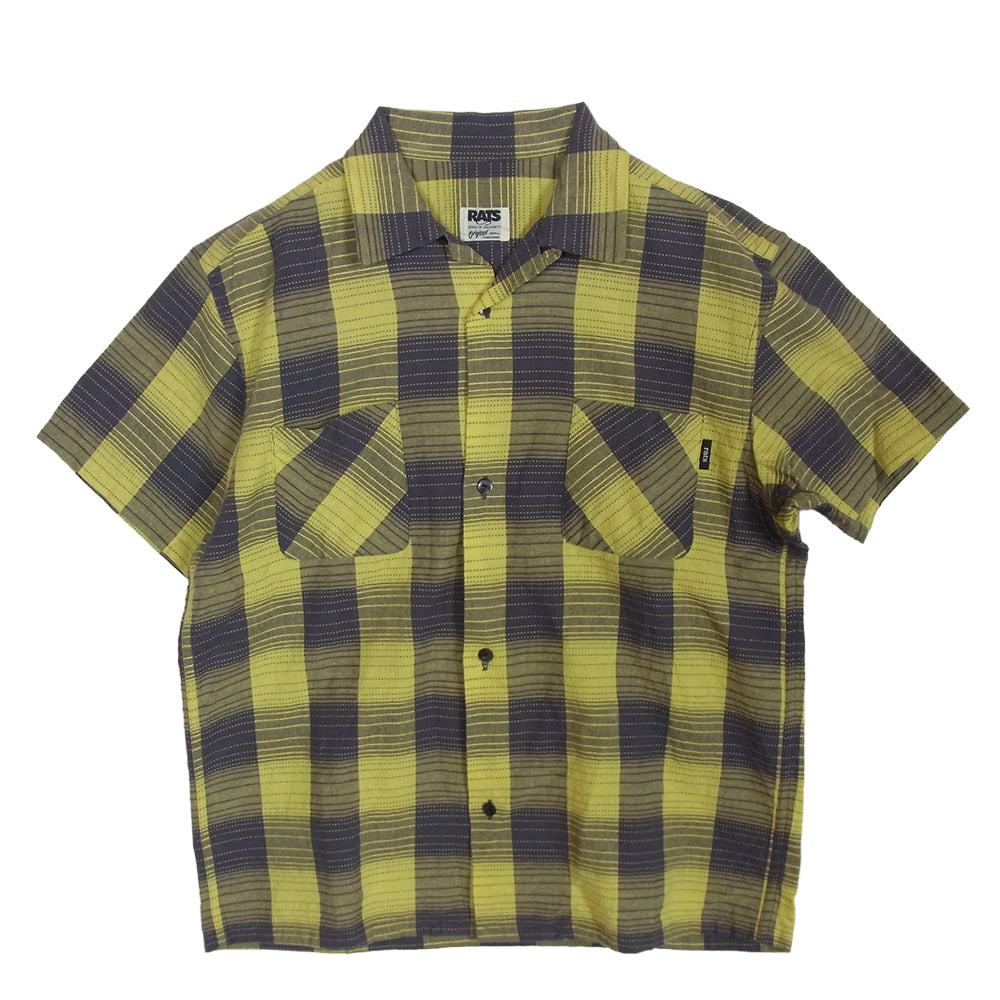 RATS ラッツ 15SS 15RS-0605 CHECK S/S SHIRTS オープンカラー ブロック チェック 半袖シャツ イエロー系 S【中古】