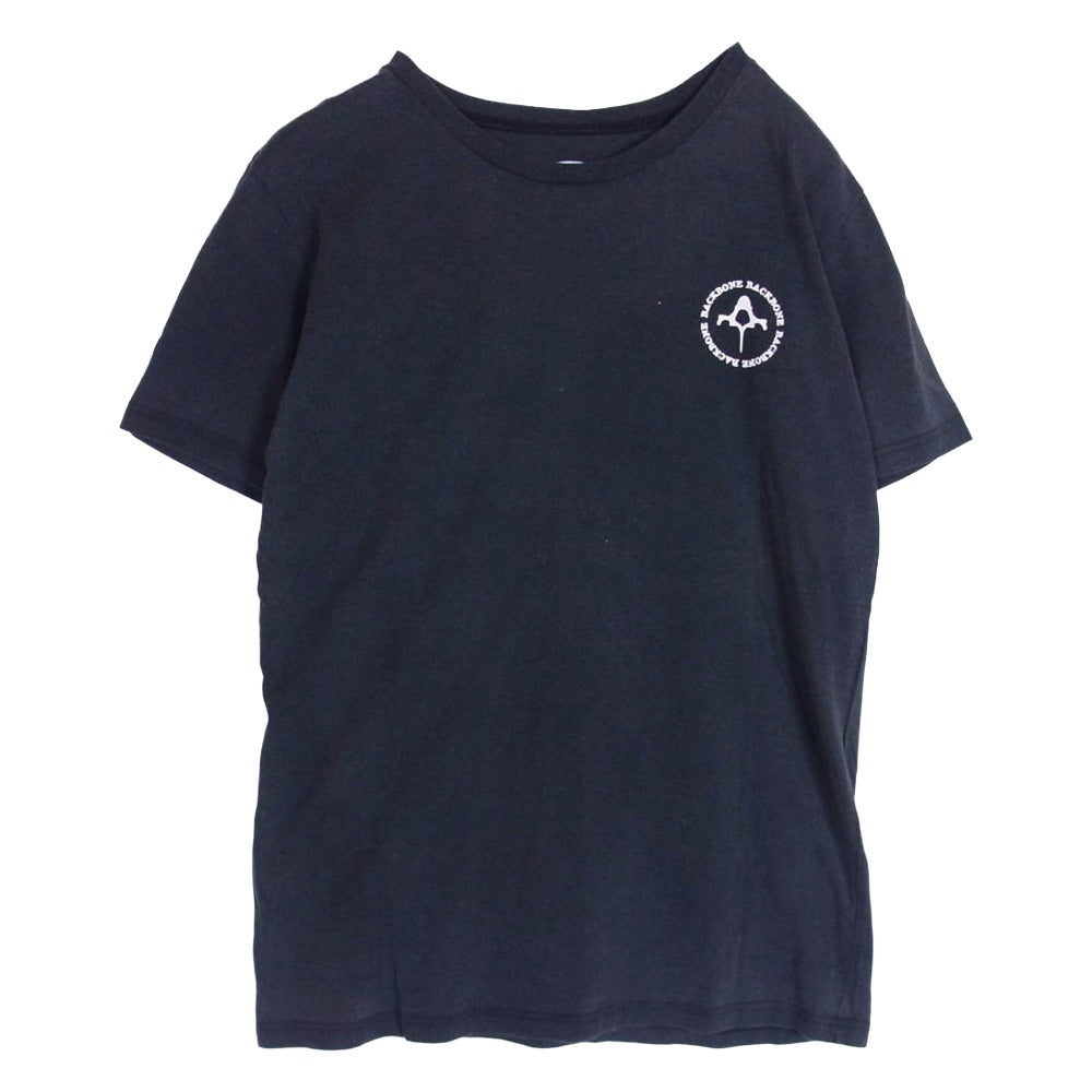 BACK BONE THE BASIS バックボーンザベイシス バックプリント SS 半袖 Tシャツ 黒系 チャコール系 L【中古】