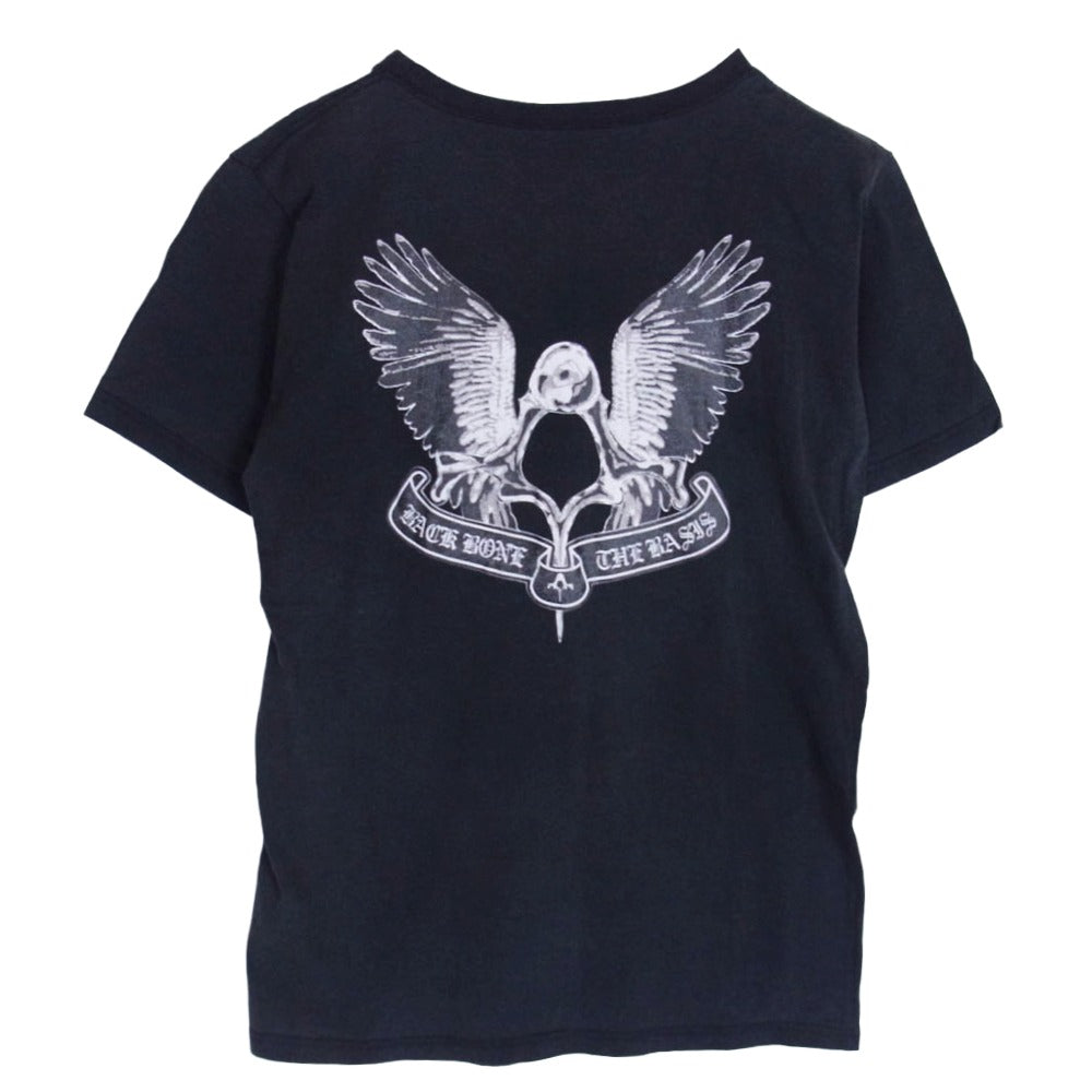 BACK BONE THE BASIS バックボーンザベイシス バックプリント SS 半袖 Tシャツ 黒系 チャコール系 L【中古】