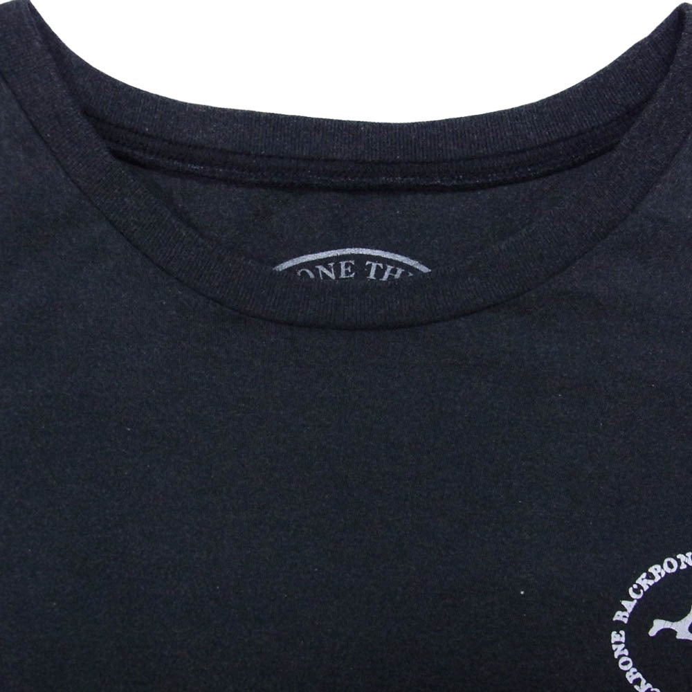 BACK BONE THE BASIS バックボーンザベイシス バックプリント SS 半袖 Tシャツ 黒系 チャコール系 L【中古】