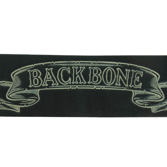 BACKBONE バックボーン ロゴ シルバーパーツ付き レザー ベルト ブラック系【中古】