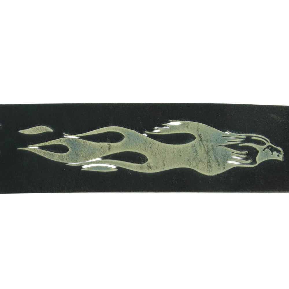 BACKBONE バックボーン ロゴ シルバーパーツ付き レザー ベルト ブラック系【中古】