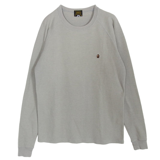 A BATHING APE アベイシングエイプ ワッペン サーマル ロングスリーブ 長袖 カットソー Tシャツ ロンT グレー系 L【中古】