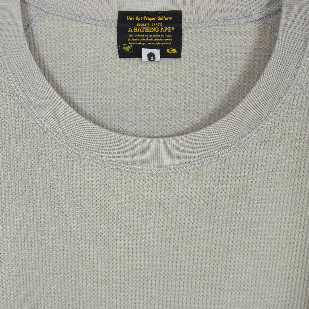 A BATHING APE アベイシングエイプ ワッペン サーマル ロングスリーブ 長袖 カットソー Tシャツ ロンT グレー系 L【中古】