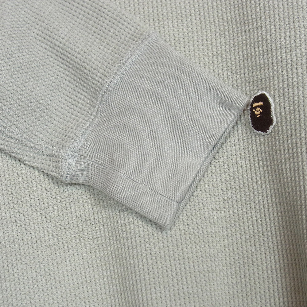 A BATHING APE アベイシングエイプ ワッペン サーマル ロングスリーブ 長袖 カットソー Tシャツ ロンT グレー系 L【中古】