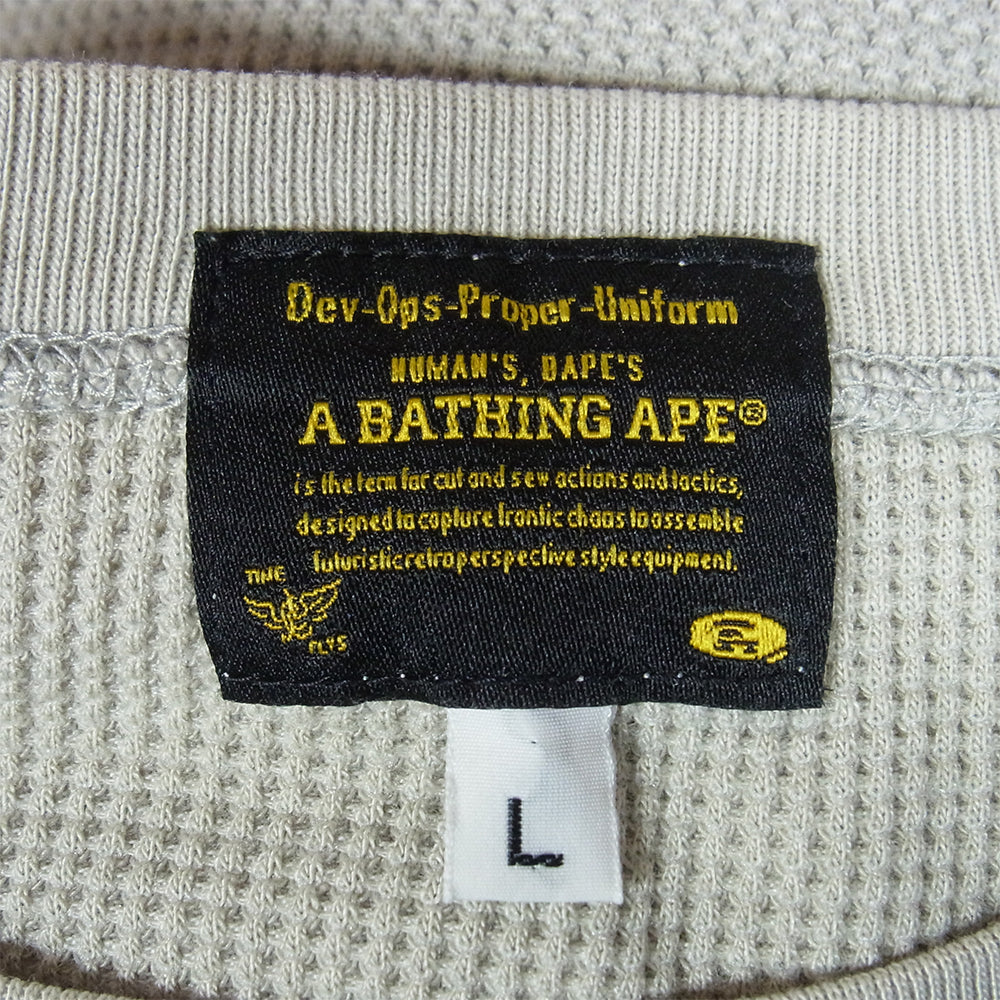 A BATHING APE アベイシングエイプ ワッペン サーマル ロングスリーブ 長袖 カットソー Tシャツ ロンT グレー系 L【中古】