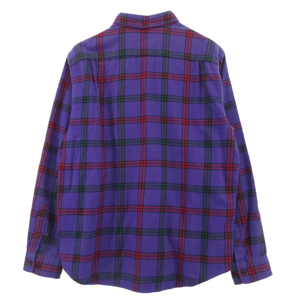 Supreme シュプリーム 19AW Tartan Flannel Shirt タータン フランネル チェック シャツ パープル系 L【中古】