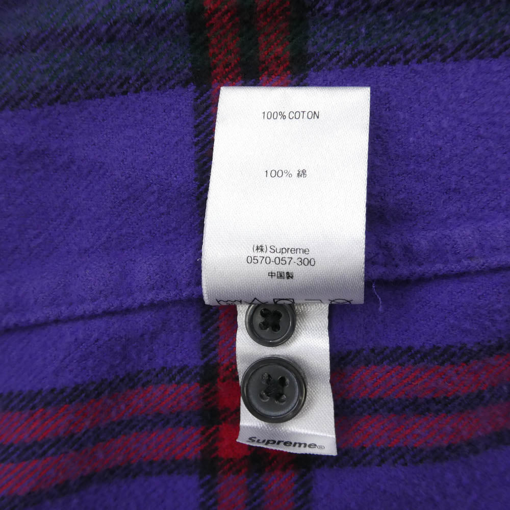 Supreme シュプリーム 19AW Tartan Flannel Shirt タータン フランネル チェック シャツ パープル系 L【中古】