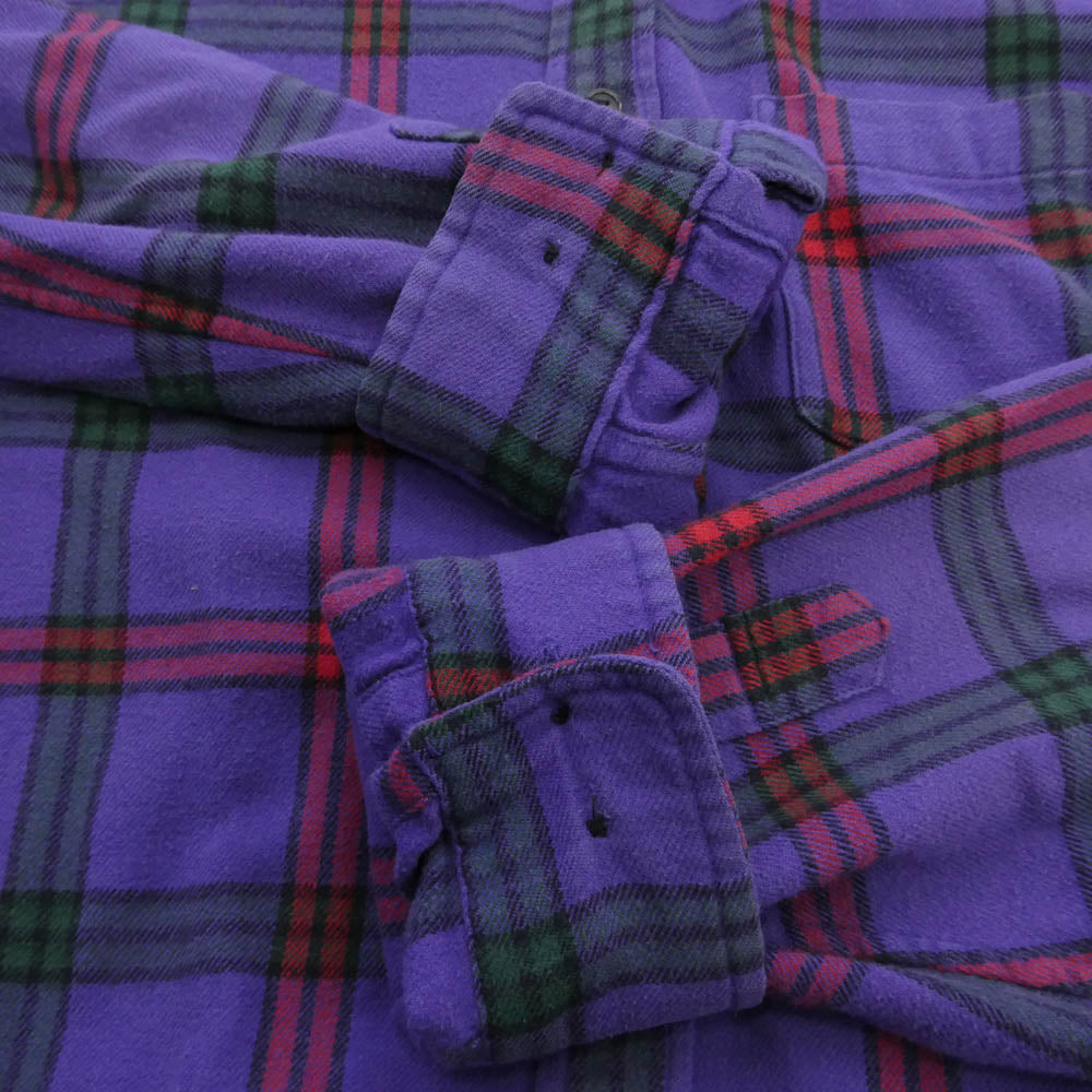 Supreme シュプリーム 19AW Tartan Flannel Shirt タータン フランネル チェック シャツ パープル系 L【中古】