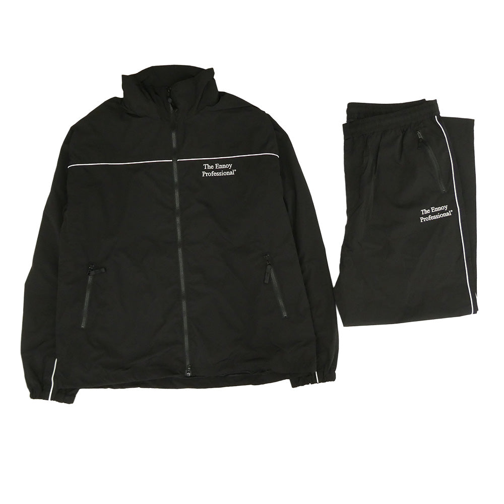 The Ennoy Professional ザ エンノイ プロフェッショナル 26SS SS26BRENJK01LP/SS26BRENPT01LP スタイリスト私物 Piping Nylon Track Suit パイピングナイロン トラックスーツ ジャケット パンツ セットアップ ブラック系 XXL【新古品】【未使用】【中古】