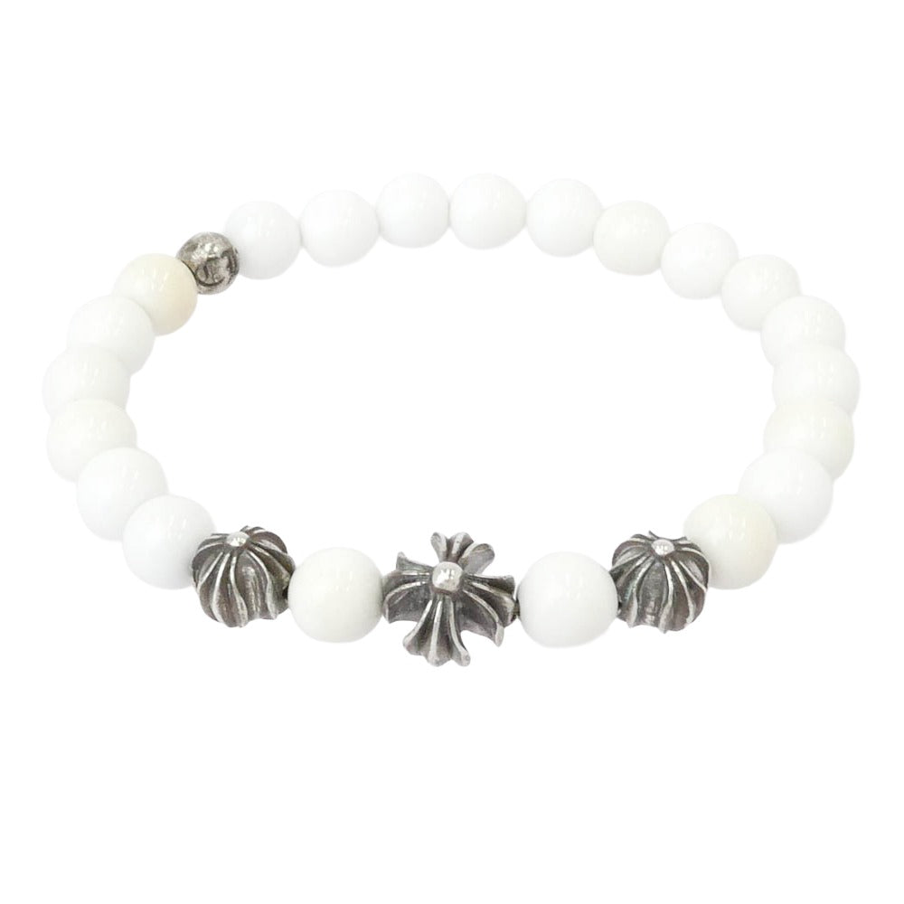 CHROME HEARTS クロムハーツ（原本無） 8mm BEAD ビーズ ブレスレット ホワイト系 シルバー系【中古】