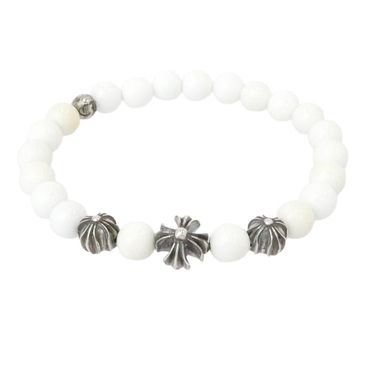 CHROME HEARTS クロムハーツ（原本無） 8mm BEAD ビーズ ブレスレット ホワイト系 シルバー系【中古】